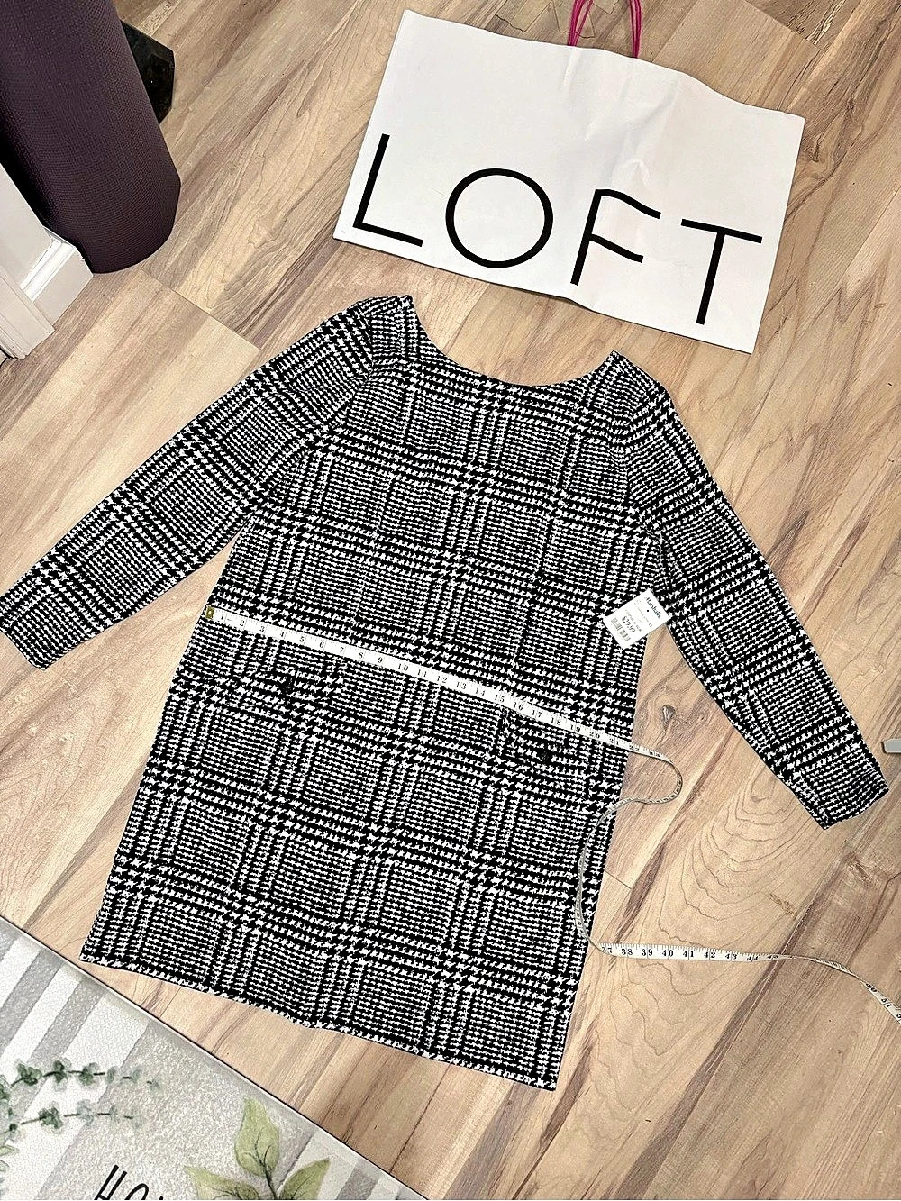 LOFT Houndstooth Mini Dress Size 14 Brand New